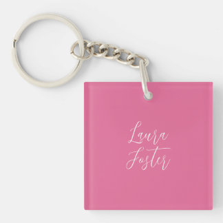 Porte-clefs Écriture manuscrite Nom élégant Couleur rose