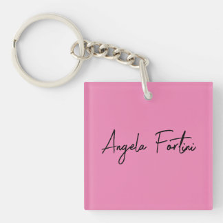 Porte-clefs Écriture manuscrite Nom professionnel simple rose