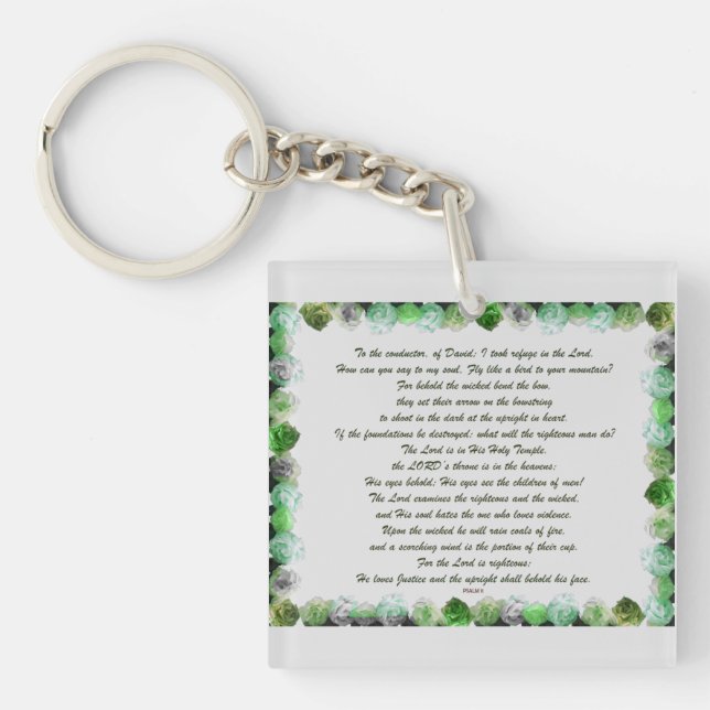 Porte-clefs Écriture, Psaume 11, Verse de la Bible, (Devant)