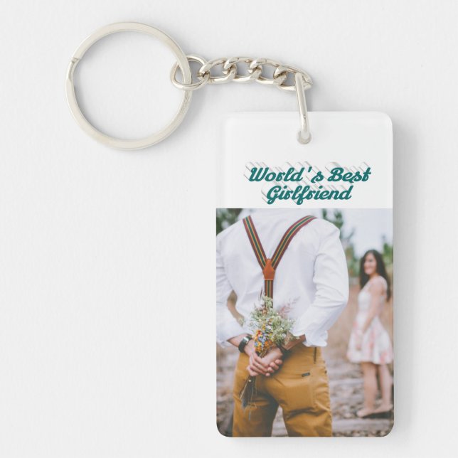 Porte-clefs Écriture verte photo de la petite amie (Devant)