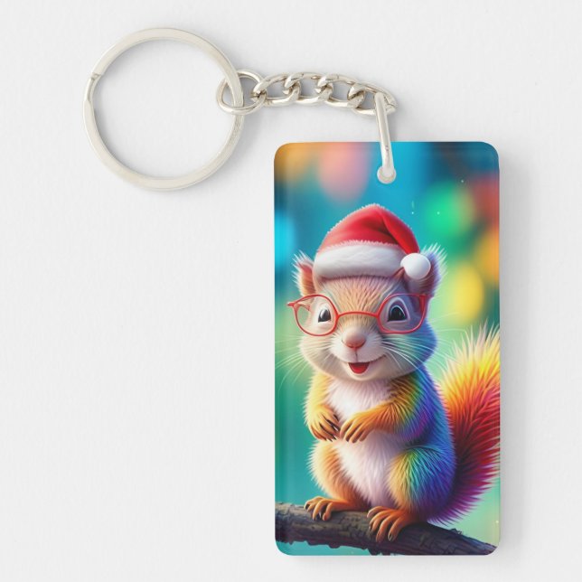 Porte-clefs Écureuil de Noël Comme Père Noël-56765 (Devant)