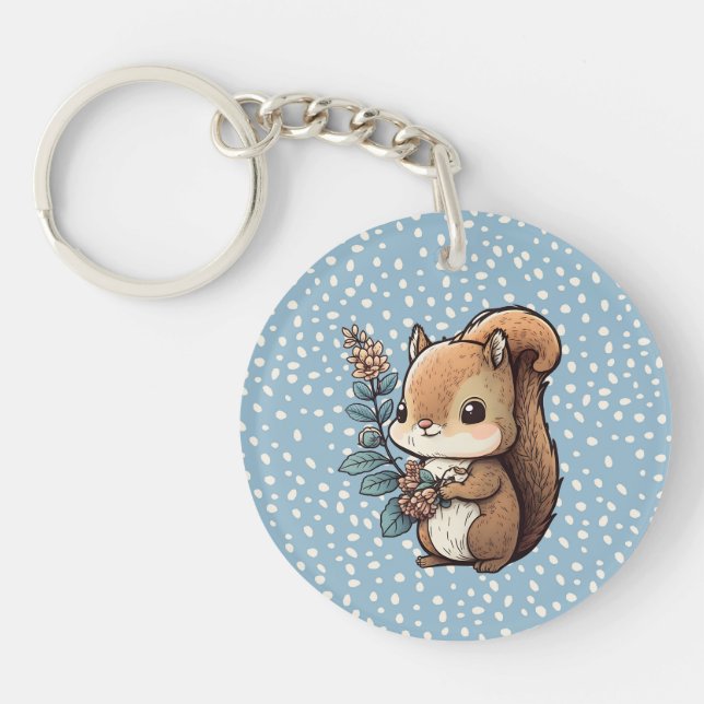 Porte-clefs Écureuil mignon avec message personnalisé (Devant)