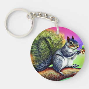 Porte-clefs Écureuil mignon sur la branche-47563