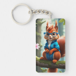 Porte-clefs Écureuil mignon sur la branche d'arbre