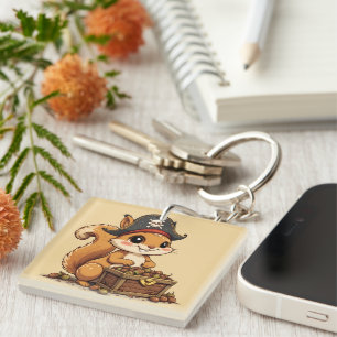 Porte-clefs Écureuil Pirate avec Trésor de Glands Drôle et Mig