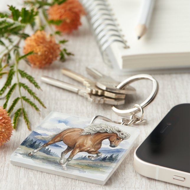 Porte-clefs Edda Silver bay Icelandic Horse in the Mountains S (Devant Droit)