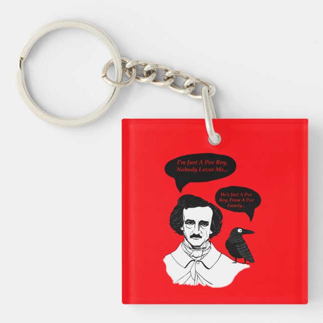 Porte-clefs Edgar Allan Poe Boy et Raven (Devant)