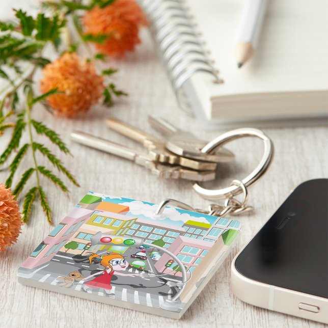 Porte-clefs Éducation à la sécurité des enfants traversant la  (Créateur téléchargé)