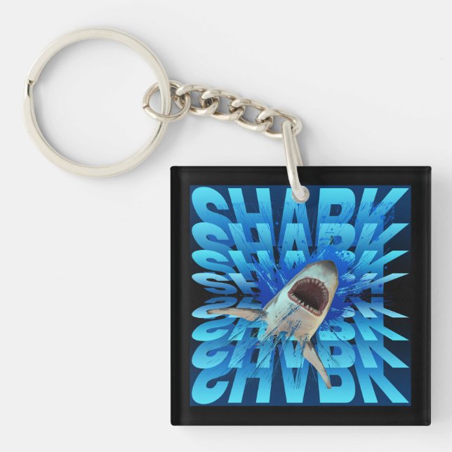 Porte-clefs effet de texte requin typographie  (Devant)