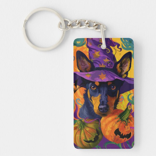 Porte-clefs Éffrayant australien Kelpie Citrouille Halloween (Devant)