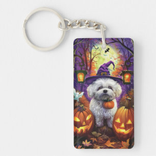 Porte-clefs Éffrayant Bichon Frise Halloween sorcière et Citro