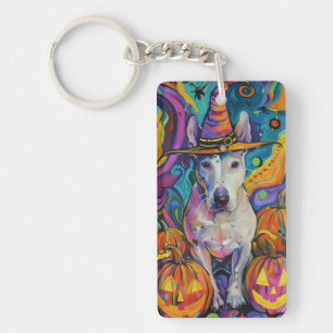 Porte-clefs Éffrayant Bull Terrier Halloween sorcière et Citro