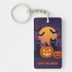 Porte-clefs Éffrayant Cute Porte - clé Halloween - Chats noirs