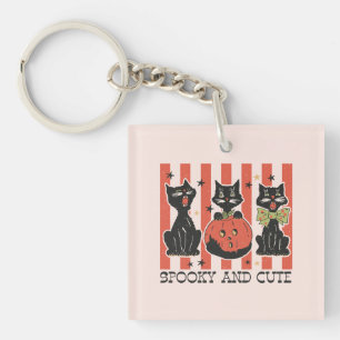 Porte-clefs Éffrayant et mignon - Chat noir et Citrouille