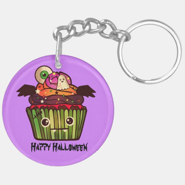 Porte-clefs Éffrayant Halloween Cupcake (Dos gauche)