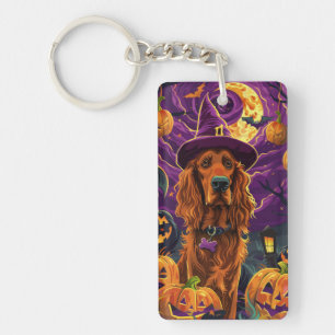 Porte-clefs Éffrayant Irish Red Setter Citrouille de sorcière