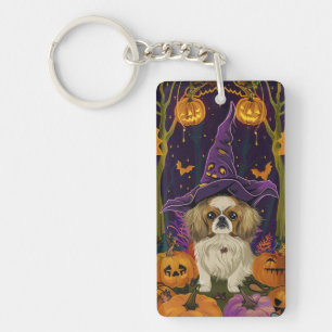 Porte-clefs Éffrayant Pekingese Chien Halloween sorcière et Ci