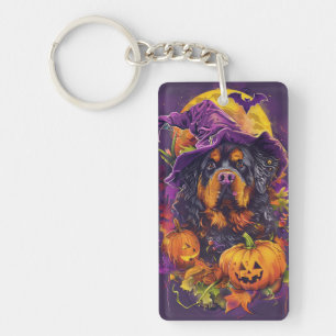 Porte-clefs Éffrayant Tibétain Mastiff Chien Halloween Citroui