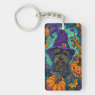 Porte-clefs Éffrayant Tibétain Terrier Chien Halloween Citroui