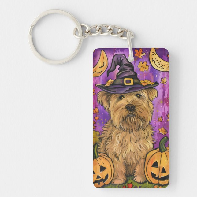 Porte-clefs Éffrayant Wheaten Terrier Chien Halloween Citrouil (Devant)
