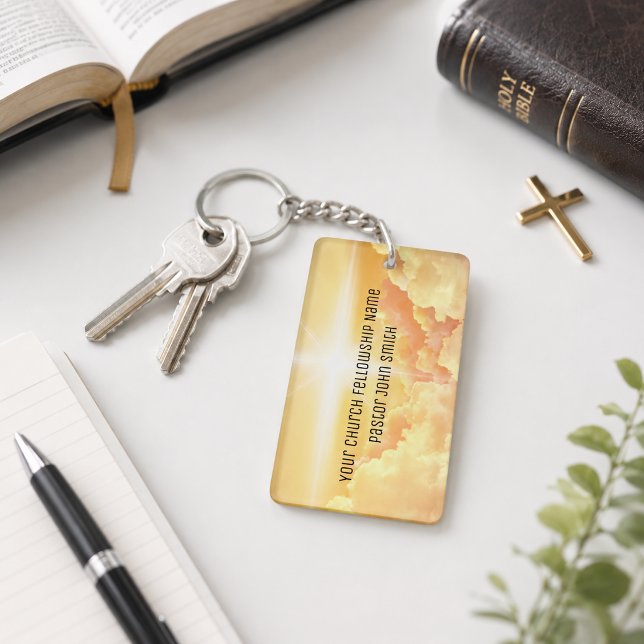 Porte-clefs Église chrétienne nuageuse céleste Entreprise (Créateur téléchargé)