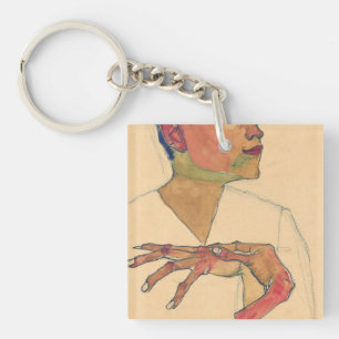 Porte-clefs Egon Schiele Autoportrait Avec Les Mains Sur La Po