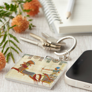 Porte-clefs Égypte ancienne Pharaon Ramesses II Cheval papyrus