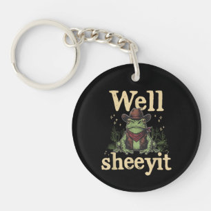 Porte-clefs Eh bien vache drôle grenouille cow-boy humour oues