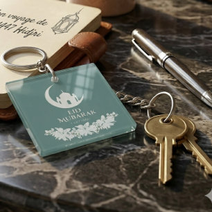Porte-clefs Eid Moubarak 1447 Hijri Croissant & Mosquée Design