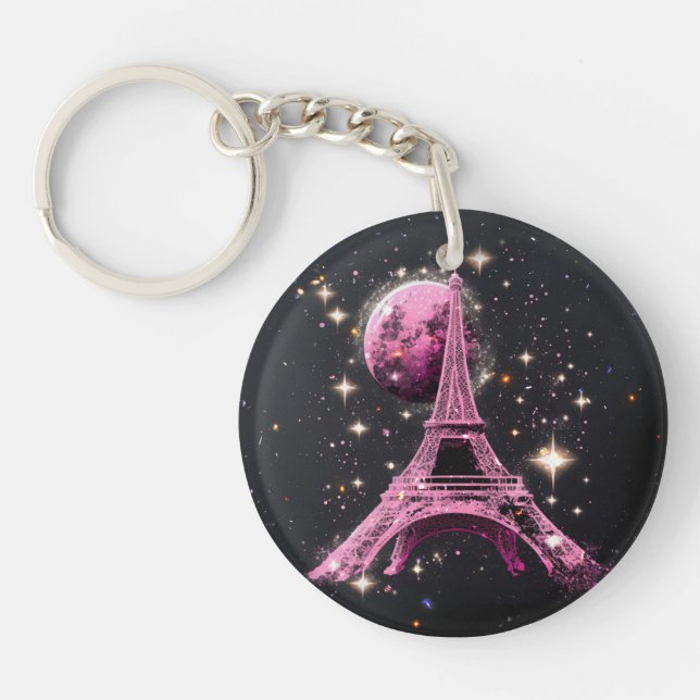 Porte-clefs Eiffel Tower Night Moon           (Devant)