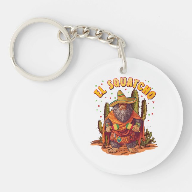 Porte-clefs El Squatcho Bigfoot avec Maraca, Sombrero et Ponc (Devant)