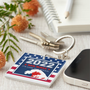 Porte-clefs Élections de mi-mandat 2022 ROUGE WAVE US Drapeau