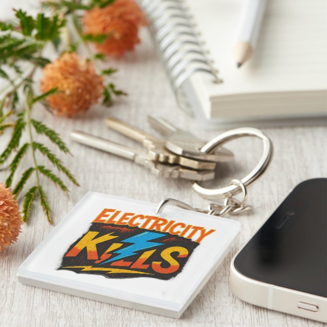 Porte-clefs Electricity Kills Bold Graffiti Design (Devant Droit)