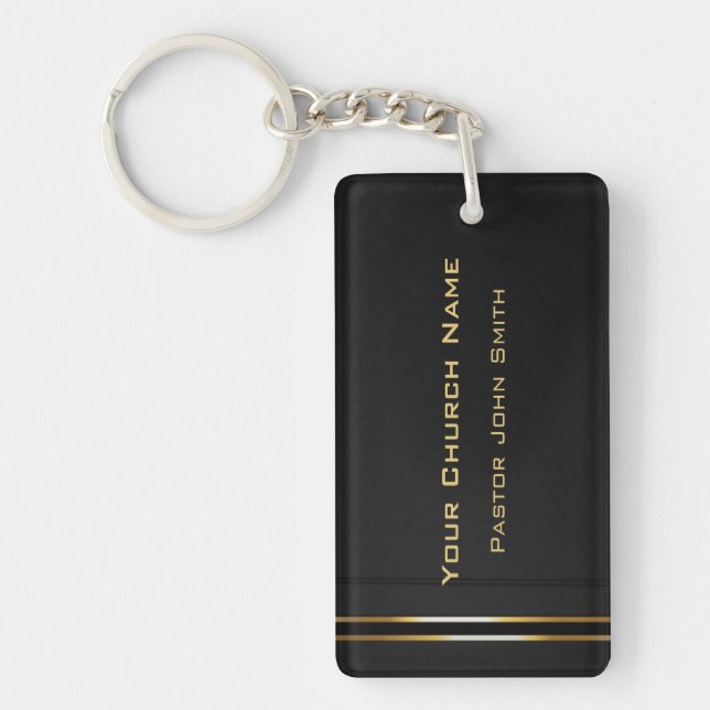 Porte-clefs Élégance en or2 Classe de pasteur d'église Chic (Devant)