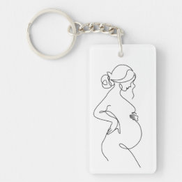 Porte-clefs Élégance maternelle : Femmes enceintes Line Art