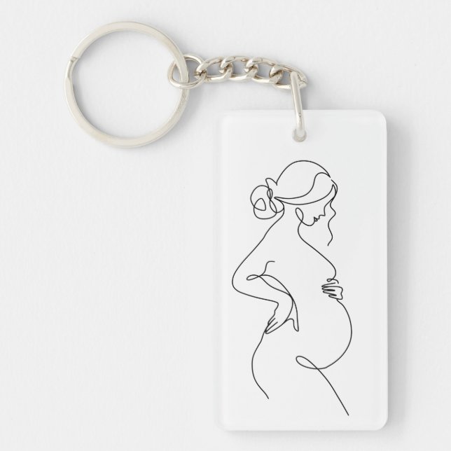 Porte-clefs Élégance maternelle : Femmes enceintes Line Art (Devant)