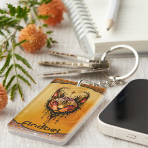 Porte-clefs Elégance ornementale : Portrait d'un chat.