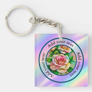 Porte-clefs Élégance Roses Rose et Jaune Aquarelle Pastel