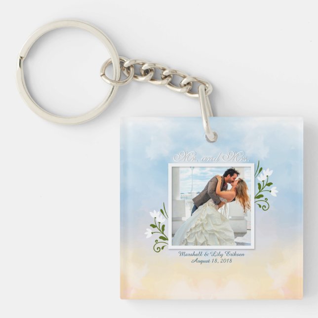 Porte-clefs Elegant Ajouter votre propre Mariage photo Porte - (Devant)