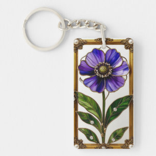Porte-clefs Élégant Art Nouveau Vitrail Fleur