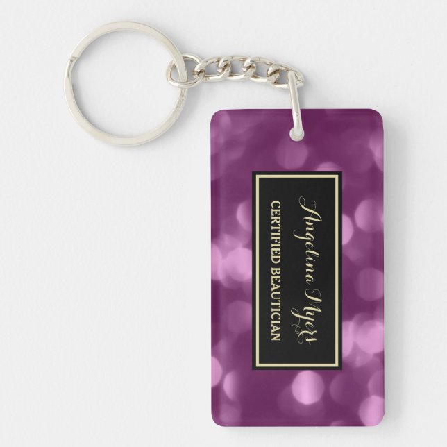 Porte-clefs Elégant Beautician glamour violet Luxe Bokeh (Devant)