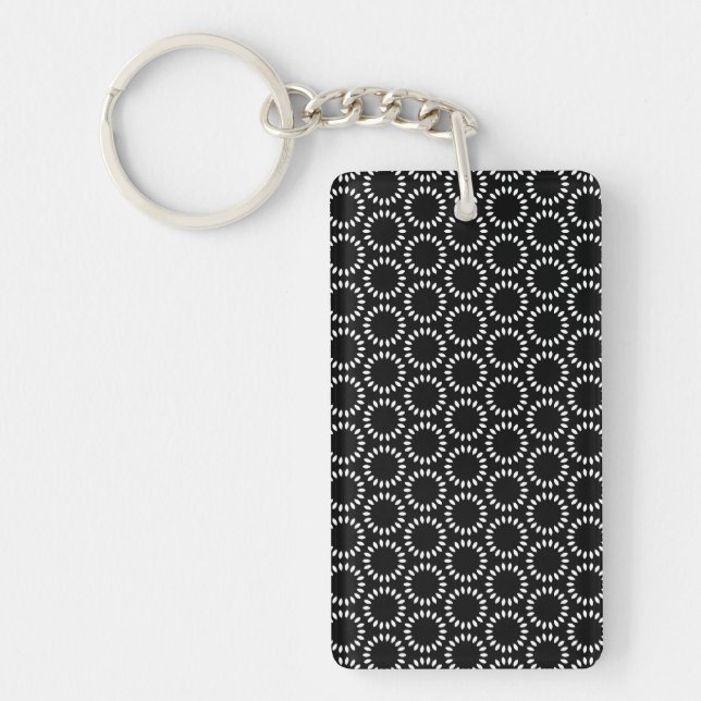 Porte-clefs Elegant Black and White Petal Mandala Pattern (Devant)