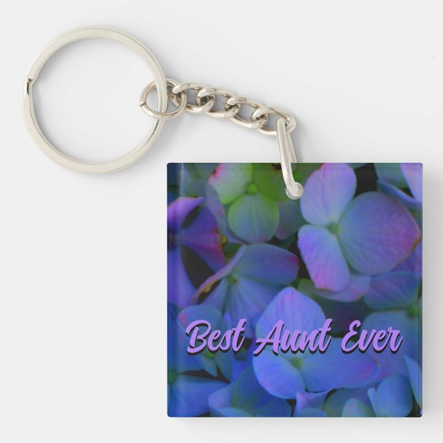 Porte-clefs Élégant bleu pourpre bleu pourpre floral (Devant)