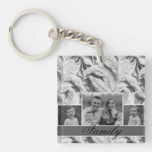 Porte-clefs Elégant bleu poussiéreux argent blanc gris gris fl
