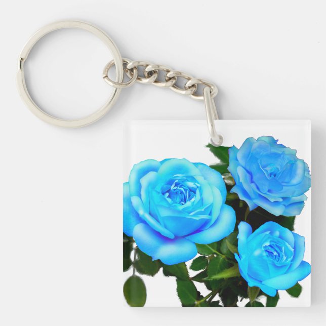 Porte-clefs Elégant bleu turquoise rose bleu floral bleu fleur (Devant)