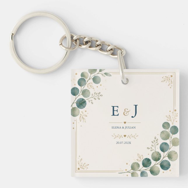 Porte-clefs Elegant Blue Eucalyptus  (Devant)