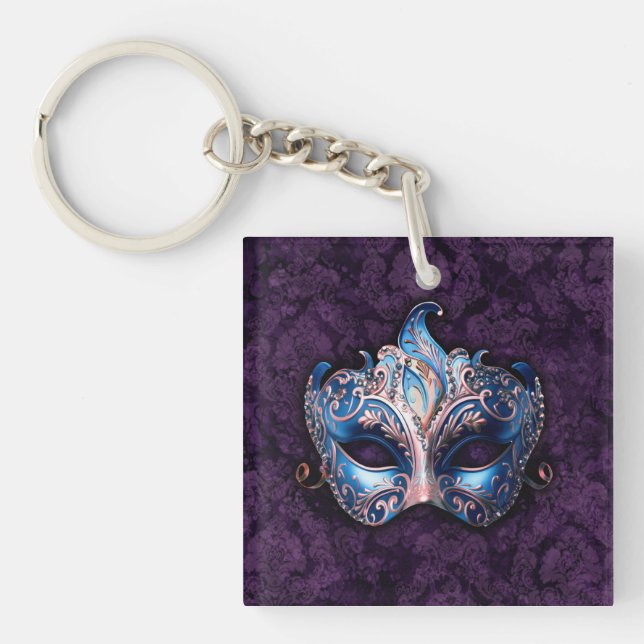 Porte-clefs Elegant Blue Masquerade Mask (Devant)