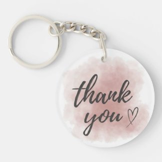 Porte-clefs Elegant Blush Rose Pâle Aquarelle Merci Cœur Porte