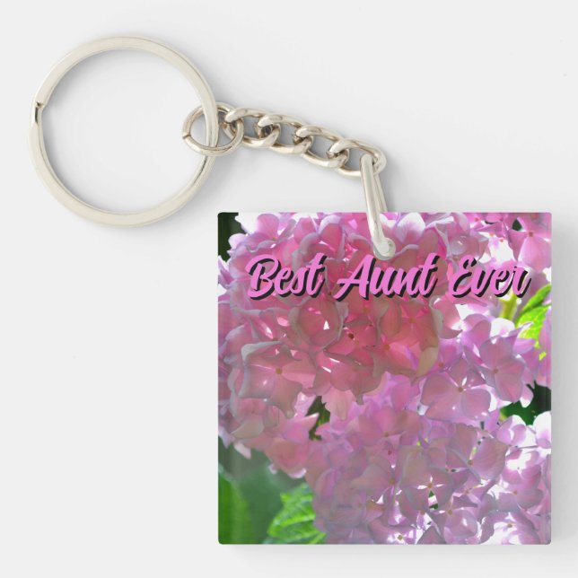 Porte-clefs Élégant boho rose florales fleurs hydrangées (Devant)