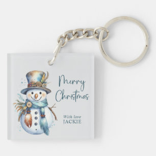 Porte-clefs Élégant Boho Snowman Joyeux Noël